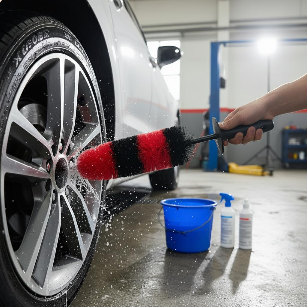 Wheel Brush for Car Detailing, Ergonomic Handle, Durable Design, Multi-Purpose Usage, Compatible with Cars, Trucks, Motorcycles - Ruibex image number 3