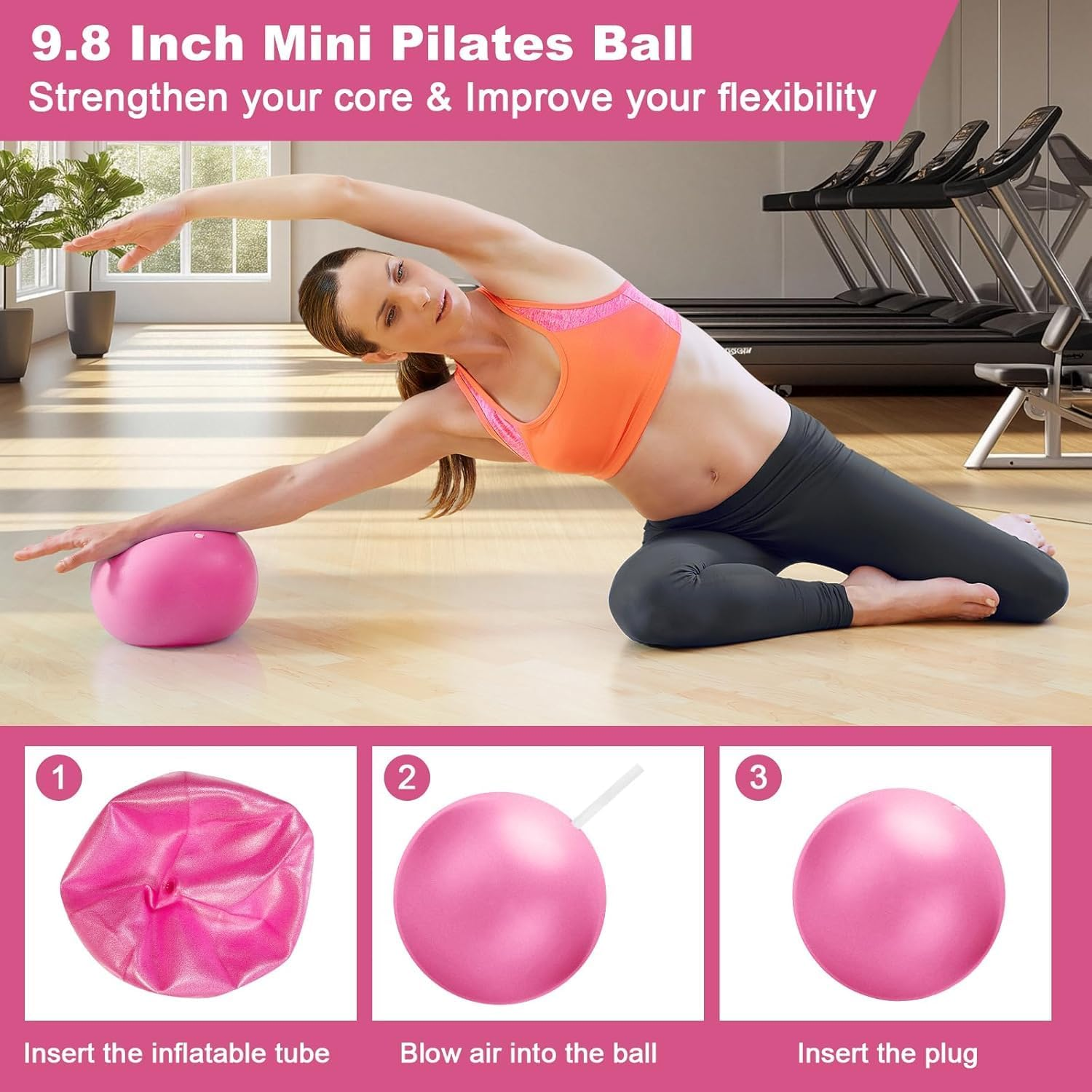 Pilates Essentials Kit for Women - 8PC Home Pilates Set with Magic Ring, 25Cm Yoga Ball, Booty Bands, Figure 8 Resistance Band, Stretch Bands for Glutes Training & Core Workouts image number 4