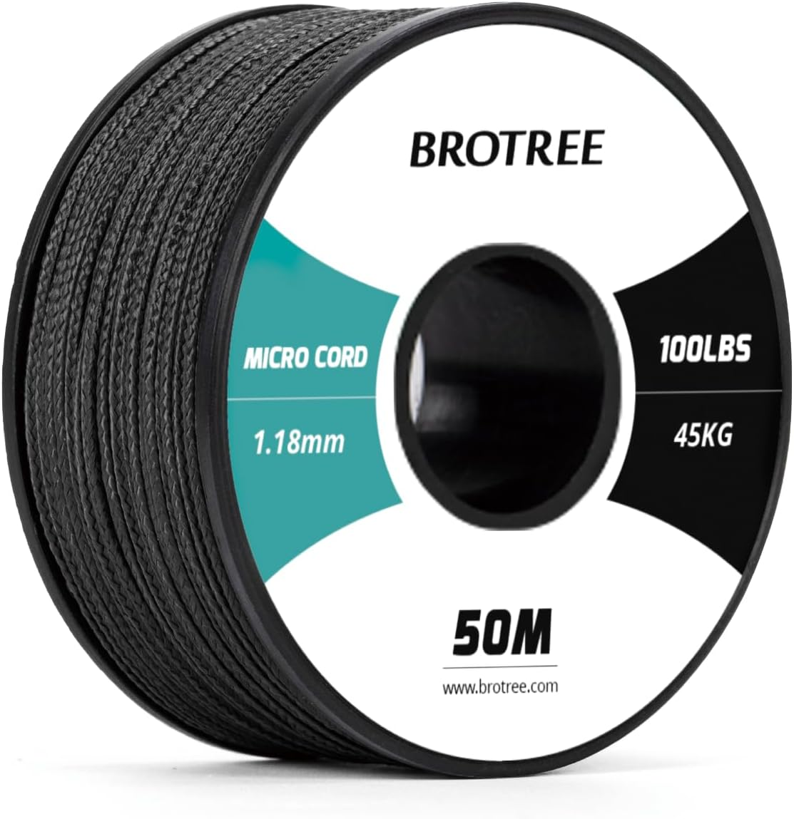 Brotree Micro Cord 1.18Mm Paracord 50M Thin Cord Braided Cord for Bracelet, Crafting and DIY - 45Kg Breaking Load (White)