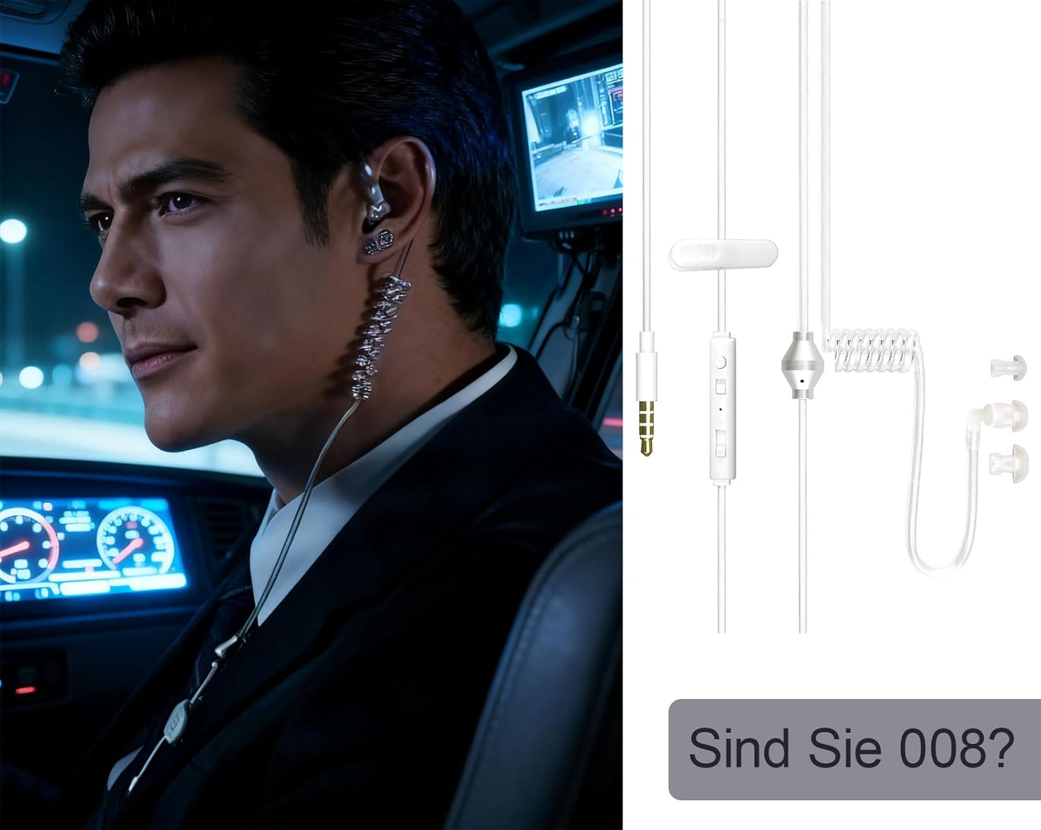 Queen.Y In-Ear Headsets Anti-Radiation Air Tube Safety Earbuds Cable Headphones with Microphone for Ios for Android Transparent Single