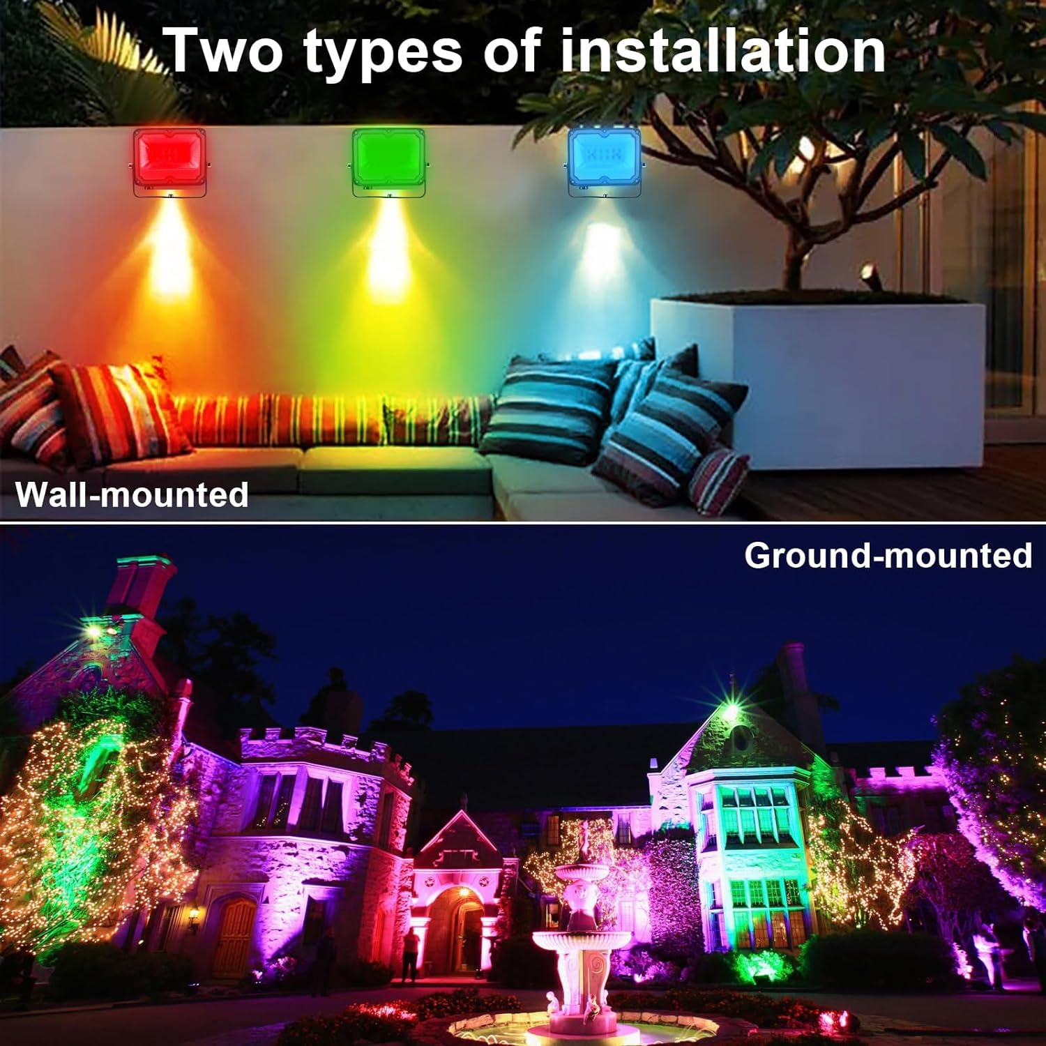 BOSITE 10W RGB Spot Lights IP66 Waterproof RGB LED Flood Light Color Changing Landscape Spotlight Outdoor RGB Floodlights with Remote/App/Stakes for Garden Patio Yard Gate Walkway Pathway (4 Pack) image number 4