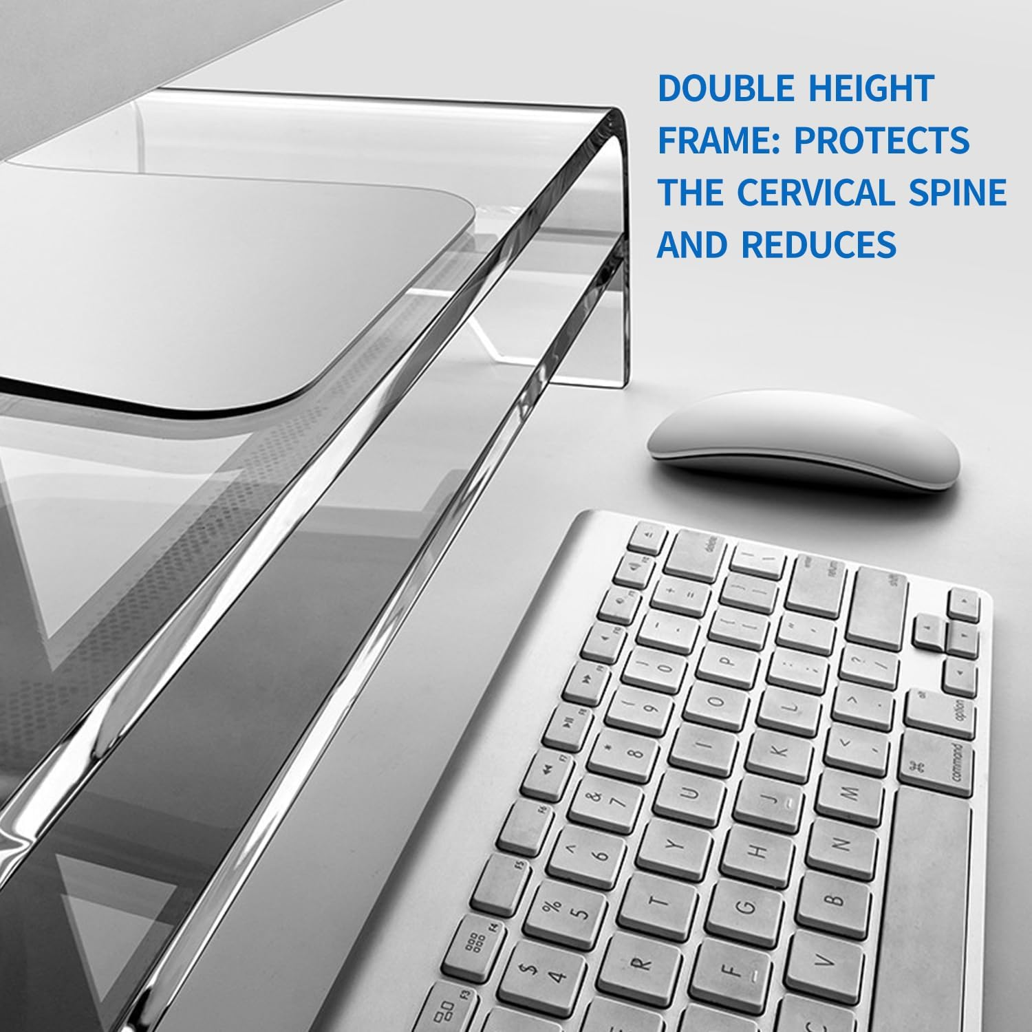 Clear Acrylic Monitor Stand Riser1/ 2 Tier, 5.12 Inches High Clear Computer Desk Organizer Shelf for Multi Media PC Storage Laptop，Multimedia Riser for Home Office (Transparent, 40&times;20&times;12Cm（Two Floors）)