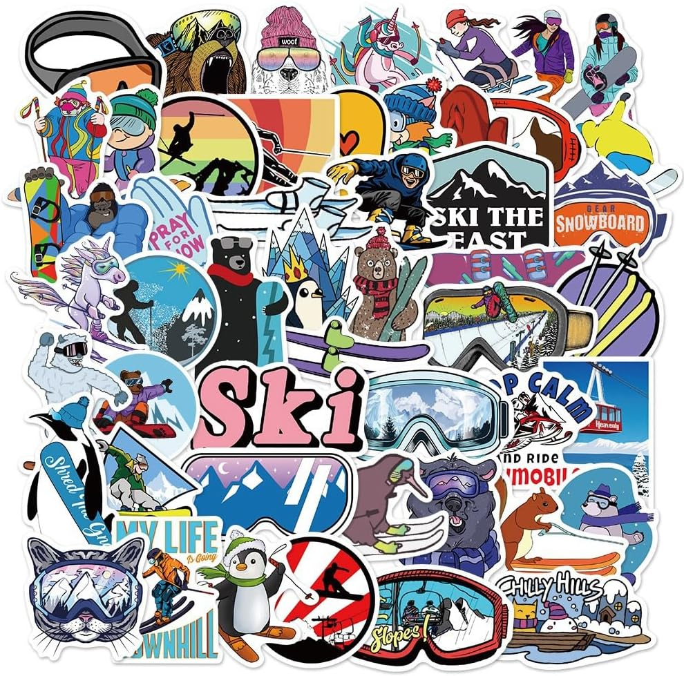50Pcs Ski Sports Stickers Skateboard Vinly Decal Suitcases Walls Bicycles Cars Luggage Helmets Campers Backpacks for Kids Teens image number 1