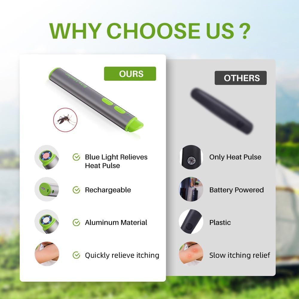 Insect Bite Sting Relief Device, Chemical-Free Itch Swelling Relief for Mosquito Bites, Compact & Portable - Rechargeable Bite Healer