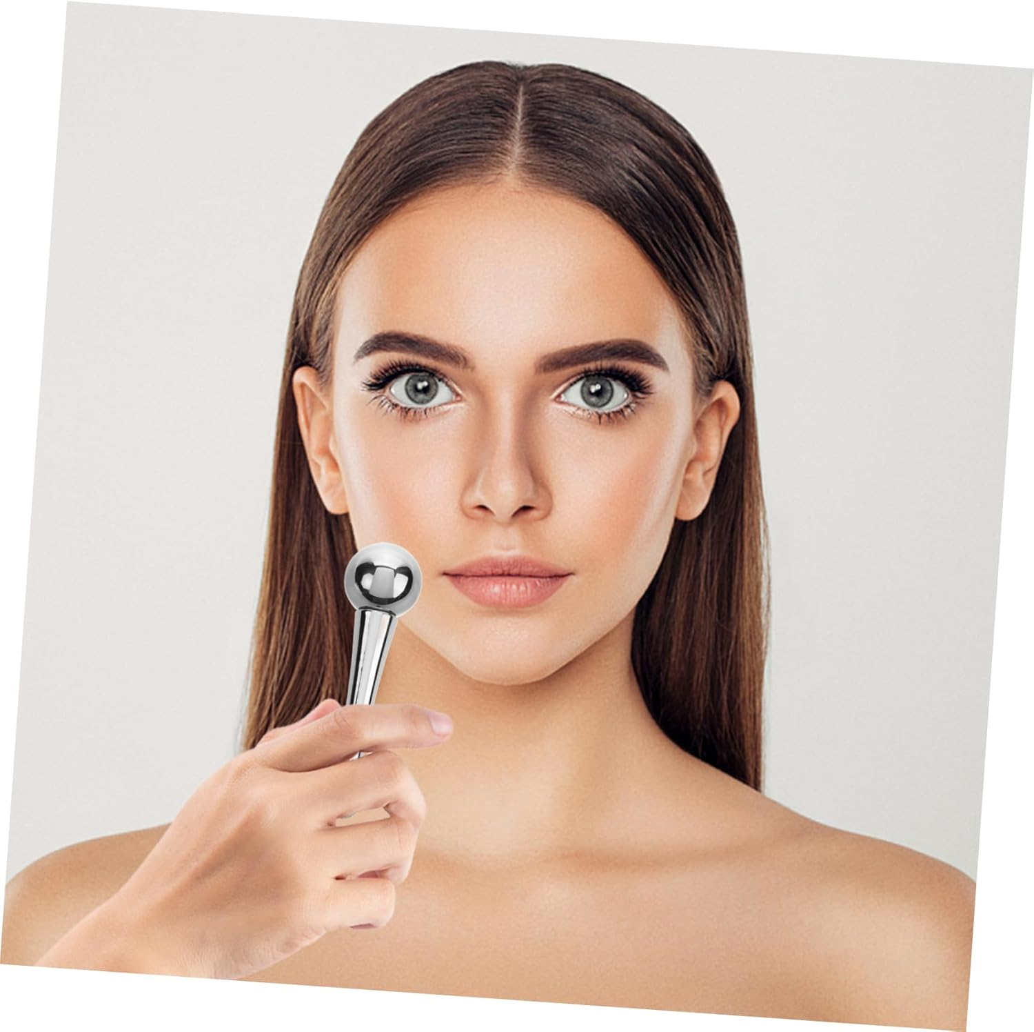 Ipetboom Facial Ice Roller and Stainless Steel Cooling Face Globes for Eye Puffiness Relief, Reusable Ice Massage Ball with Rotating Design, Silver Tone, Suitable for Facial Skincare And image number 3