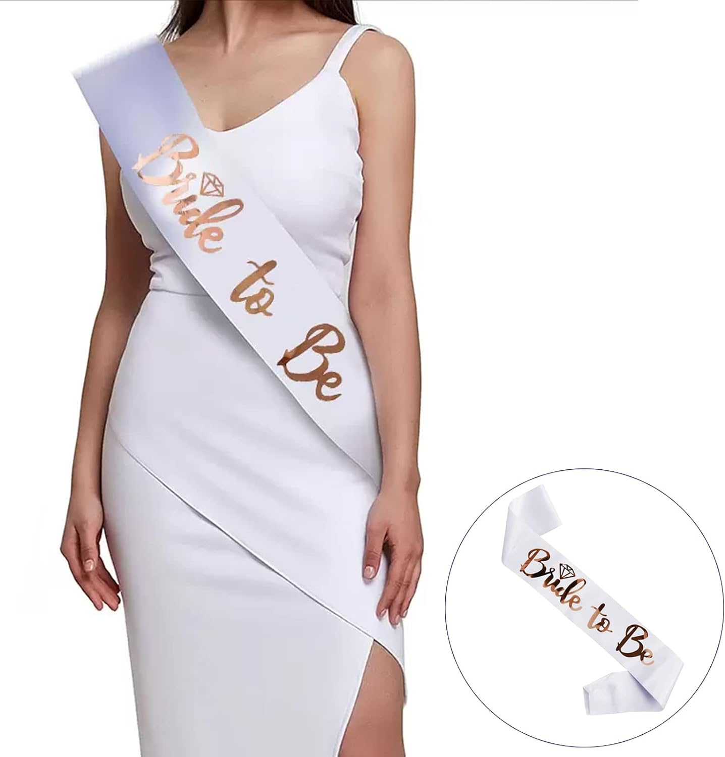 7Pcs Team Bride Sash Set - 1 White Bride to Be Sash & 6 Team Bride Sashes Bachelorette Party Supplies with Shiny Rose-Gold Sash Bridesmaid Sashes for Bridal Hen Party Wedding Decorations image number 2