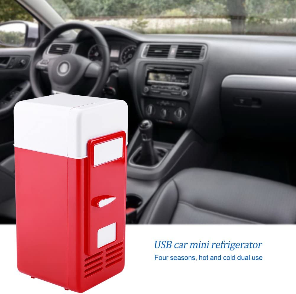 Mini USB Refrigerator, Portable LED Electric Drinks Beverage Cans Cooler and Warmer for Car(Red) image number 6