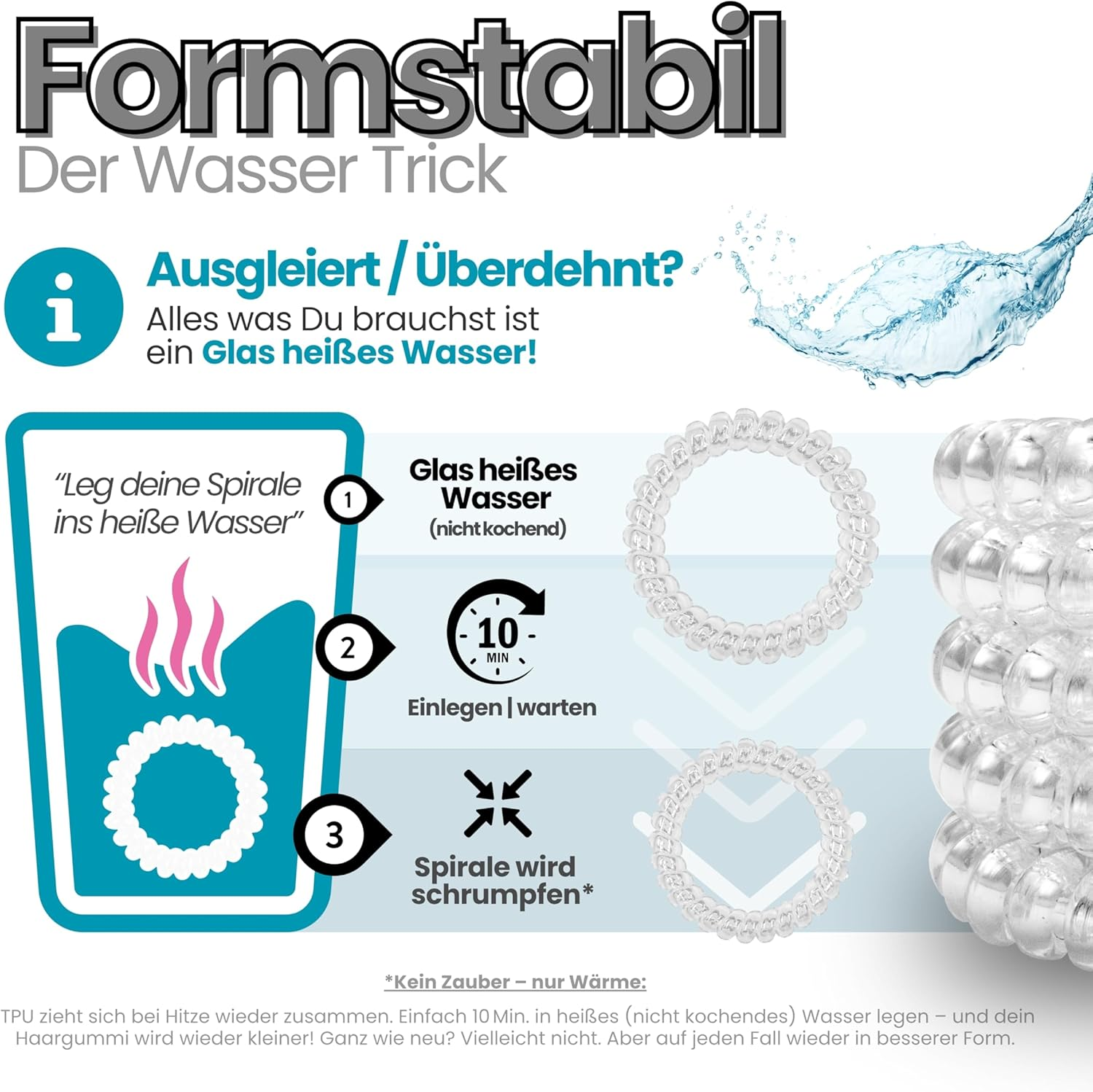 Specora - Spiral Hair Scrunchies Pack of 10-5 Cm TPU Transparent image number 5