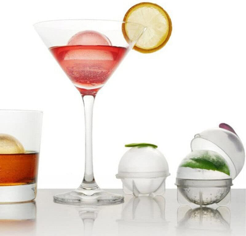 4Pcs Ice Cube Trays Large Ice Ball Maker Big Silicone Mold Sphere Whiskey round Mould DIY 5Cm, Easy-Release, No Leakage, for Whiskey, Cocktail, Juice, Party