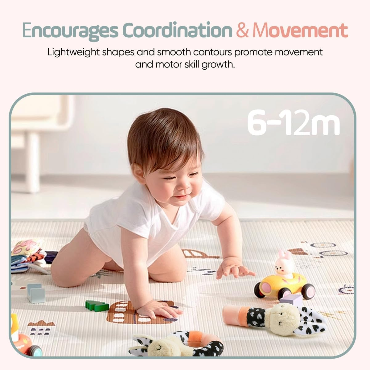 Bella Bunny Sensory Rattle Set &ndash; High Contrast Baby Toys for Newborns (0&ndash;6 Months), Soft Plush Bunny Rattle & Squeaker Gift Set for Tummy Time, Montessori & Soft Play Development image number 4