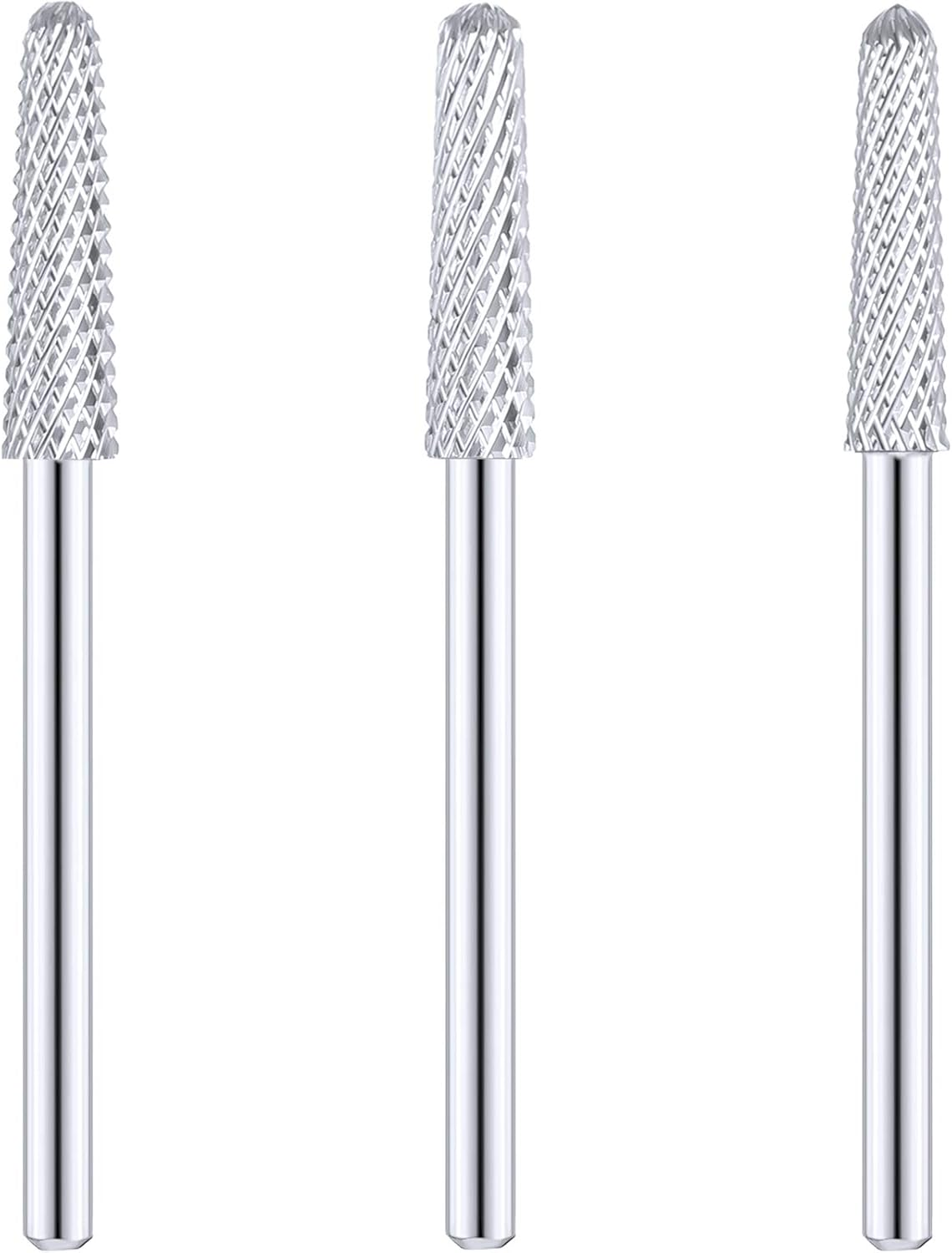 3 Pieces Nail Drill Bits Cone Shape Carbide Bit Carbide Nail Drill Bits for Manicure Pedicure Tools Machine, 3/32 Inch Shank Size, Grit Size XF, F, M (Silver) image number 3