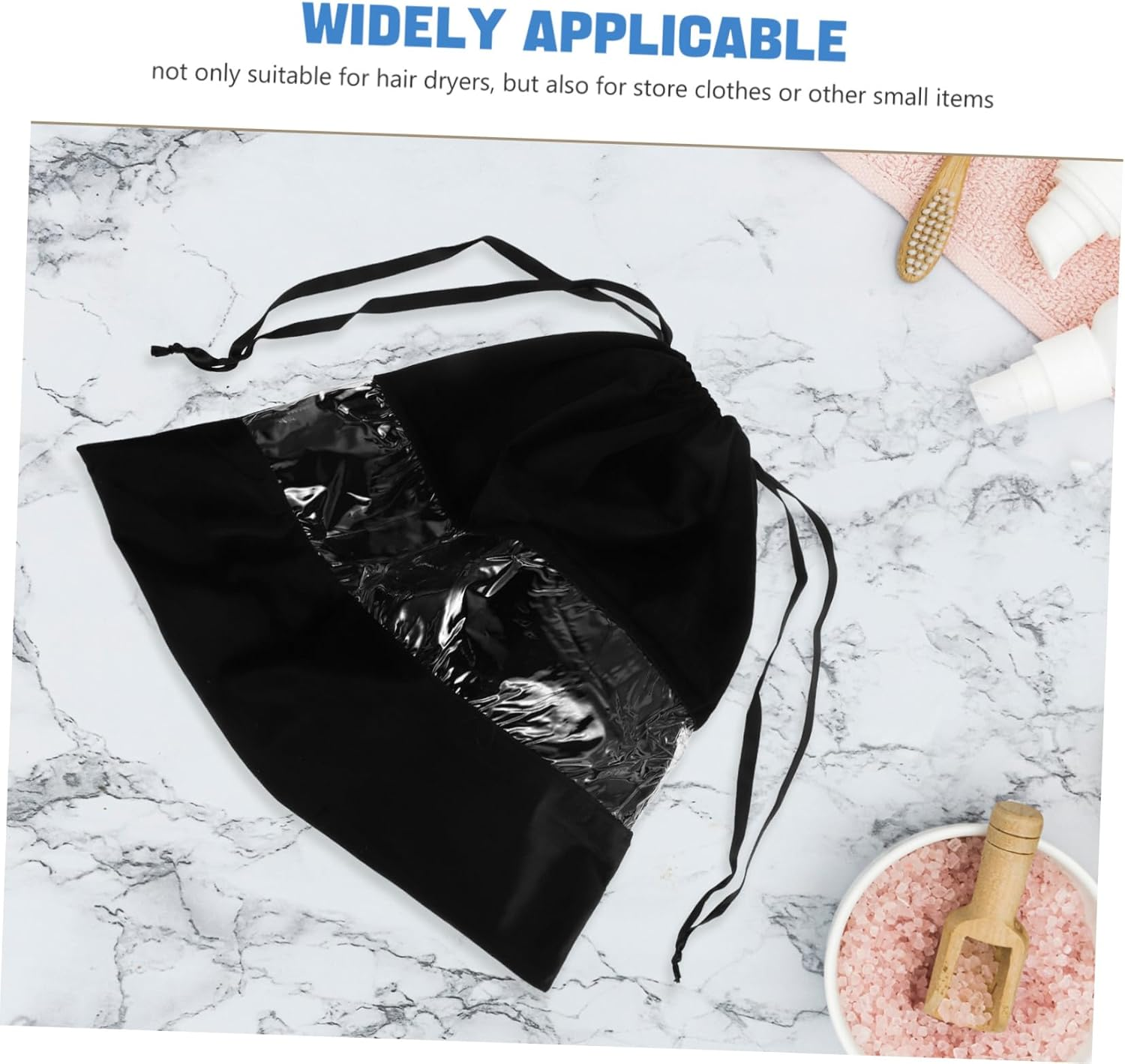 NOLITOY Transparent Travel Hair Dryer Bag with Drawstring Lightweight Dustproof Pouch for Accessories Clothes Makeup Portable Organizer for Identification - Grey image number 7