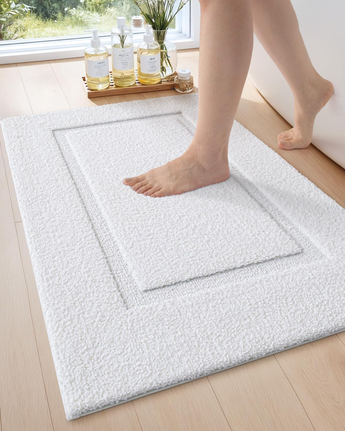 DEXI Bathroom Rug Mat, Ultra Absorbent Soft Bath Rugs, Washable Non-Slip Bathmat for Shower Room Floor, Tub, 36"X24", Grey