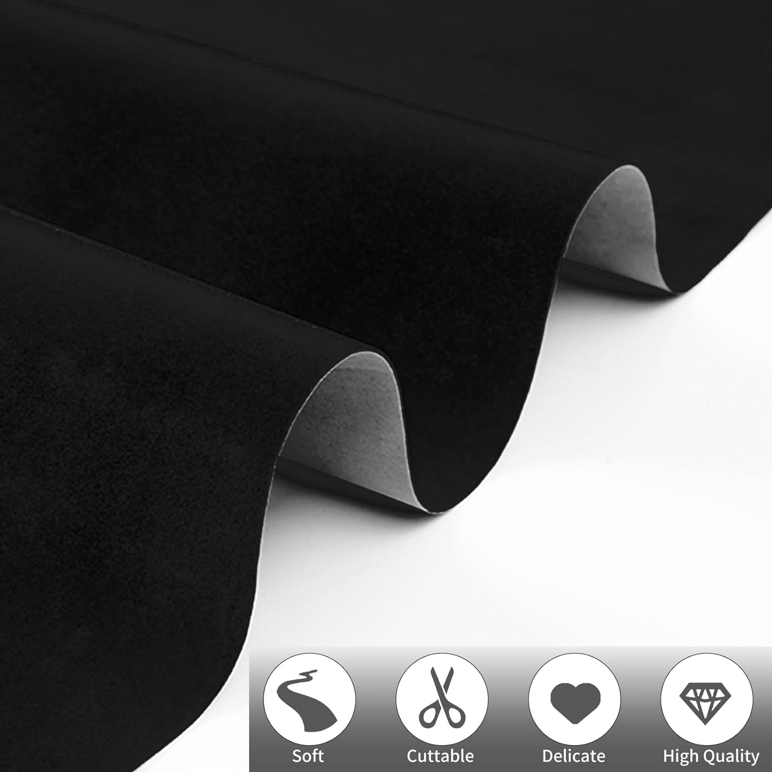 Fabric Wrap Self Adhesive Suede, Premium Suede Adhesive Stretch Film Sticker Luxurious Look for Furniture Upholstery DIY Car Interior 16In X 59In, Black image number 6