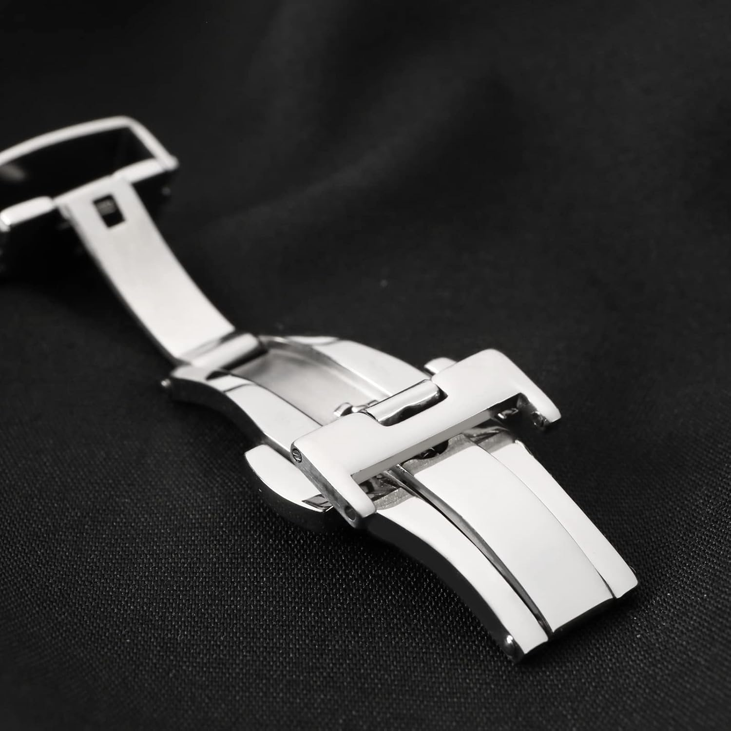 Emagtech Watch Buckle Stainless Steel Deployment Butterfly Clasp Watch Strap Push Button Buckle Double Push Spring Watch Clasp for Leather Straps with a Thickness of 3.5Mm or Less image number 4