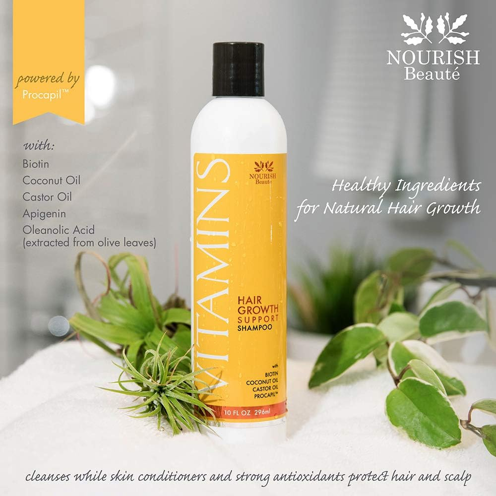 Nourish Beaute Vitamins Shampoo for Hair Loss That Promotes Hair Regrowth, Volume and Thickening with Biotin, DHT Blockers, Antioxidants, Oils and Extracts, for Men and Women, 1 10 Ounce image number 2