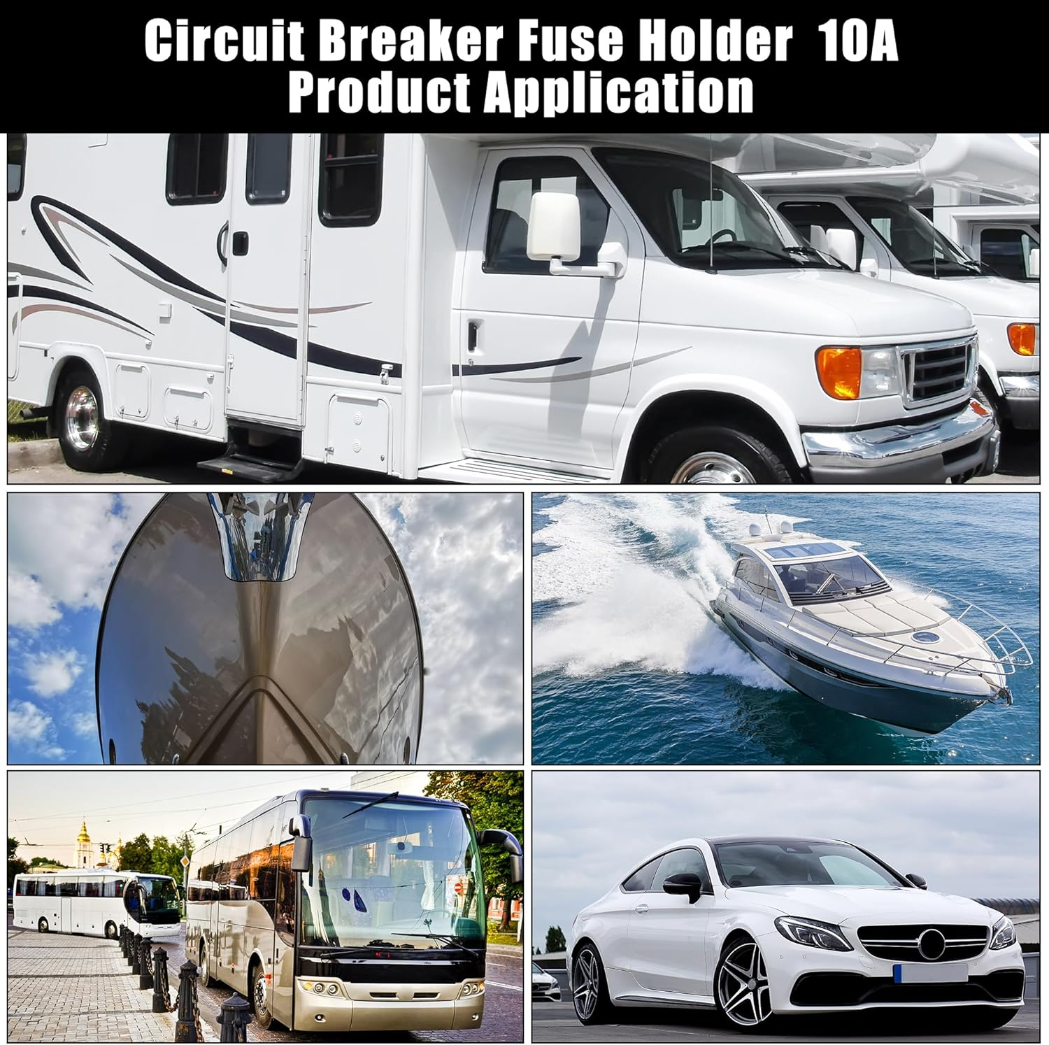 X AUTOHAUX DC 12V/ 24V/ 32V 10Amp Reset Circuit Breaker Audio Inline Fuse Holder Protector for Car Truck Boat RV image number 3