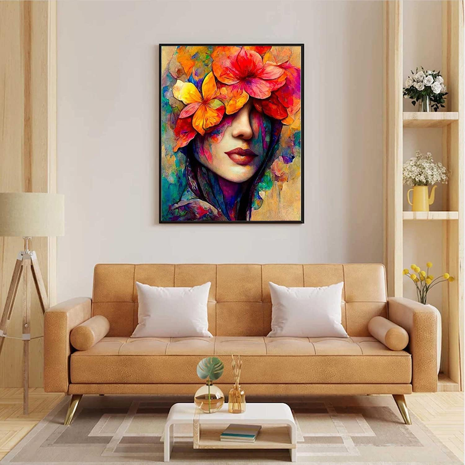 Paint by Number for Adults. DIY Girl Acrylic Painting Kit for Adults Beginner &ndash; 16&rdquo; X 20&rdquo;With 3 Brushes and Bright Colors image number 3