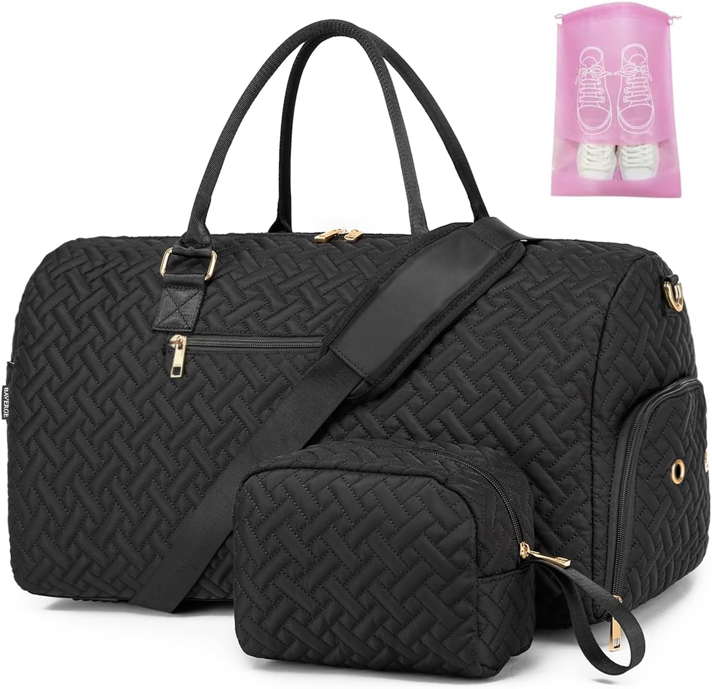 Duffle Bag for Travel, Weekender Bag with Shoe Compartment, Carry on Overnight Bag for Women with Toiletry Bag, 50L Gym Bag with Wet Pocket, Hospital Bags for Labor and Delivery, Lavender Purple,