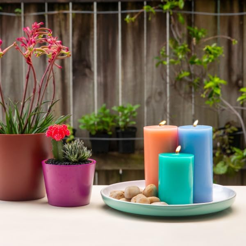 Waxworks Citronella Pillar Candle - 20 Hour Burn Time Mosquito Repellant Candle for Outdoor Use - Long Lasting Citronella Candle - Assorted Colours image number 3