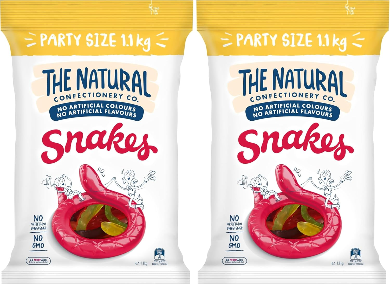 The Natural Confectionery Co. Snakes Lollies 1.1 Kg