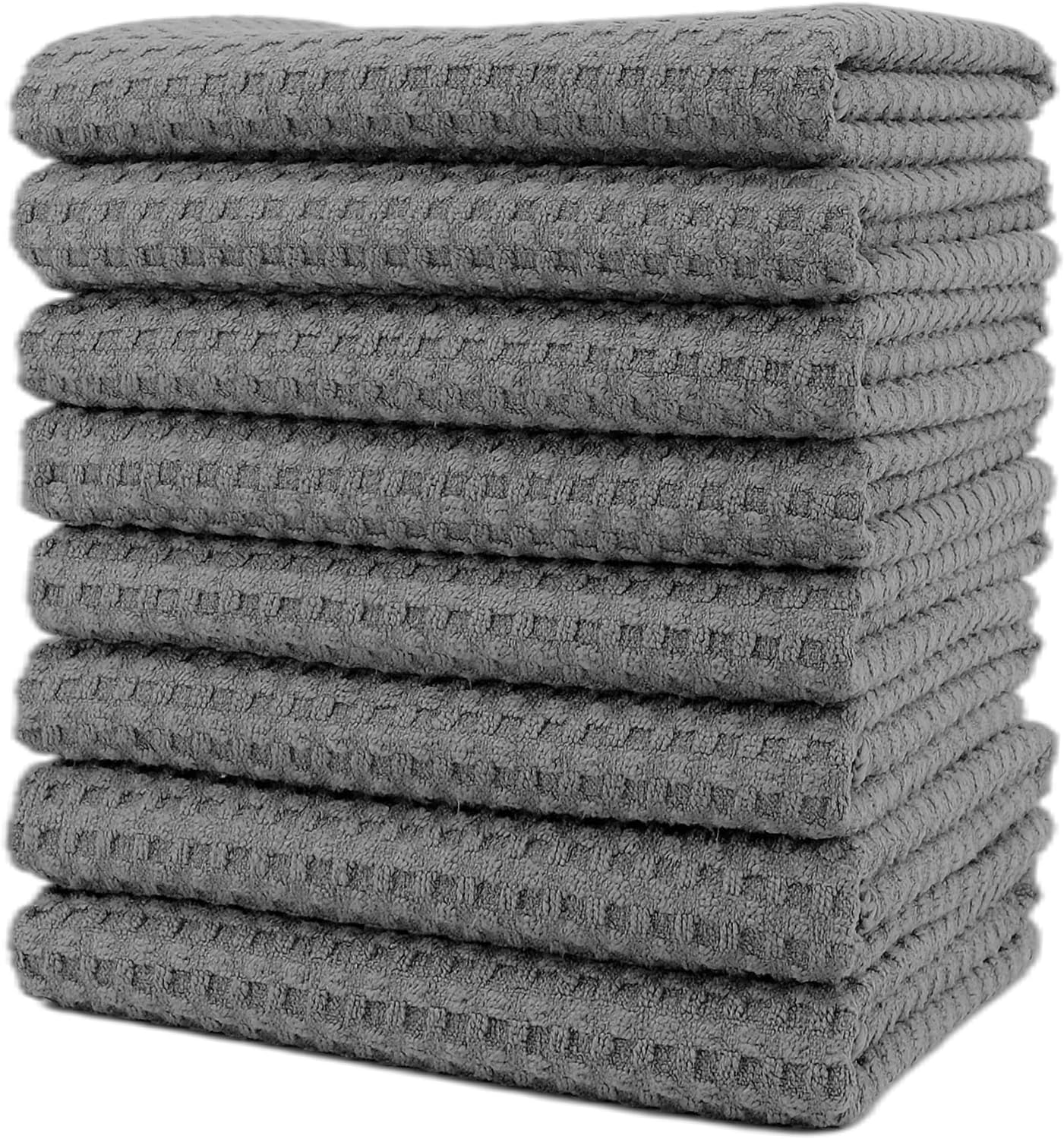 Polyte Ultra Premium Microfibre Kitchen Dish Cloth Waffle Weave, 8 Pack (30X30 Cm, Grey)
