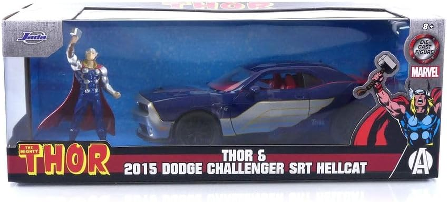 Jada Marvel 2015 Dodge SRT8 Hellcat 1:24 HR Vehicle Toy with Thor Figure image number 4