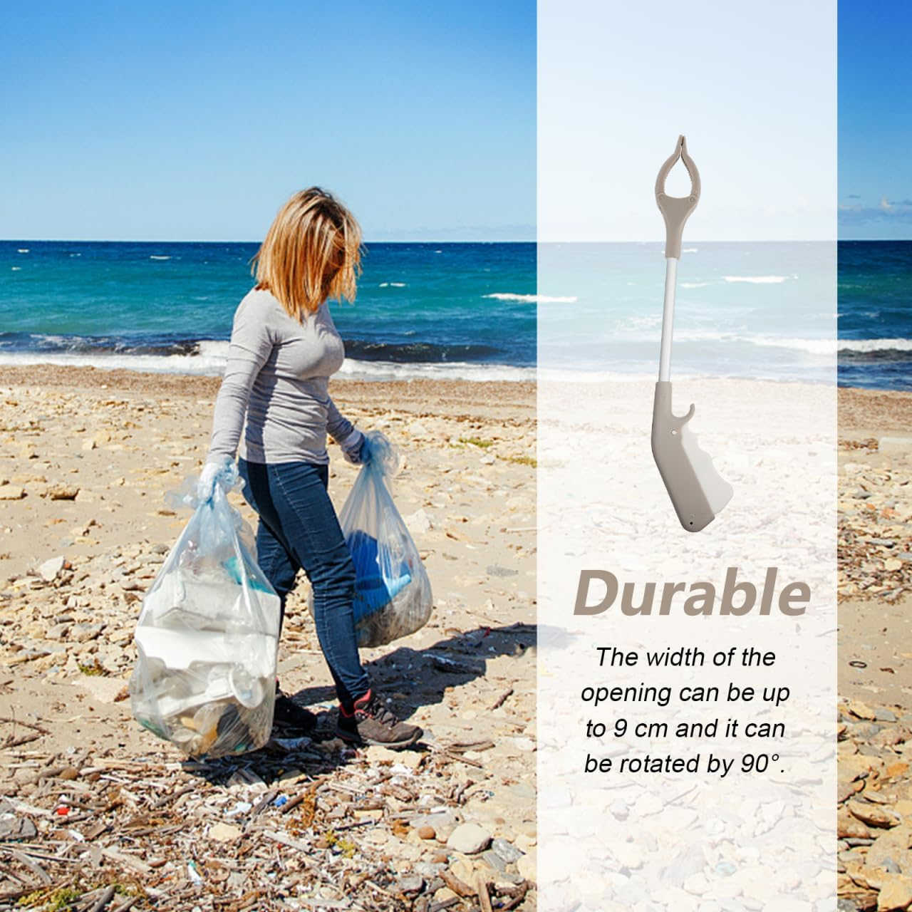 Healvian 2 Pcs Foldable Grabber Reacher 40Cm Aluminum Alloy Trash Pickers Grabber Reaching Stick Pick up Stick Garbage Grippers