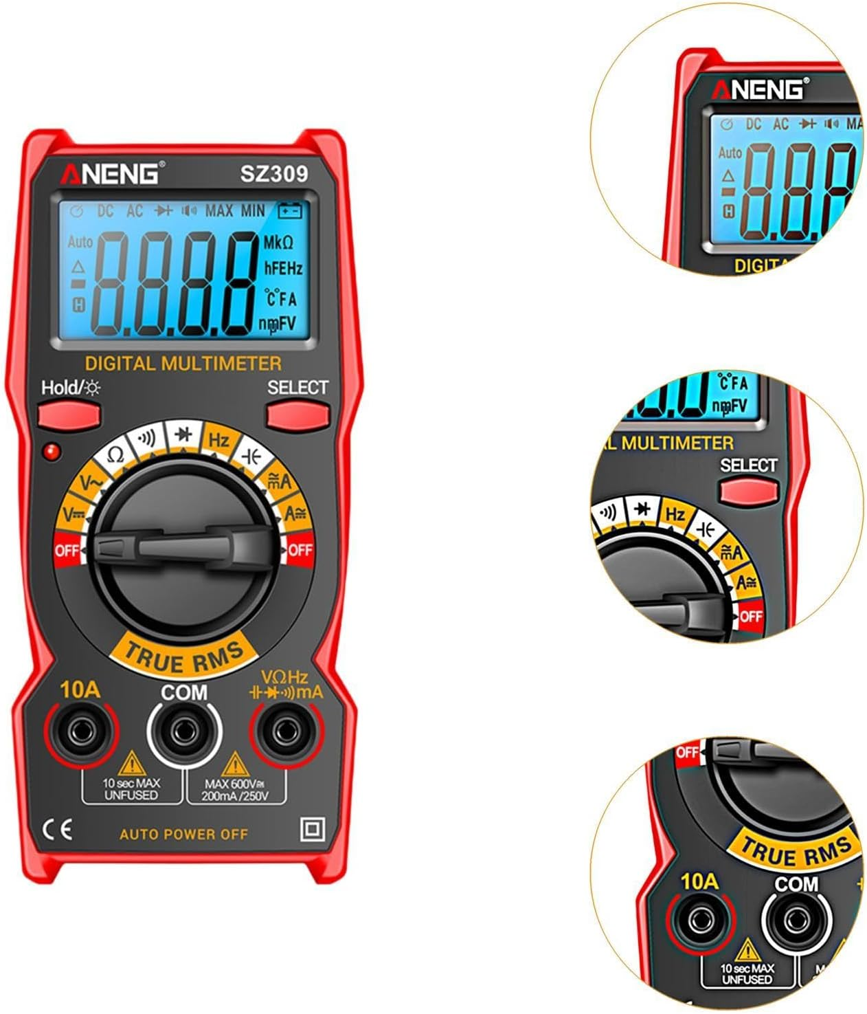 Abbraccia Digital Multimeter Multiuse Current Meter Sturdy Voltage Tester Small Multi Testers for Fuses Automotive Troubleshooting image number 2