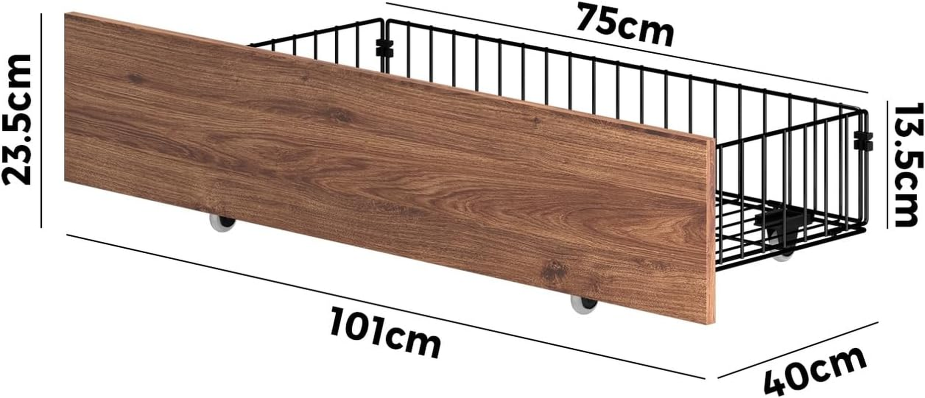 Oikiture 2X Bed Frame Storage Drawers with Wheels Metal Brown image number 6