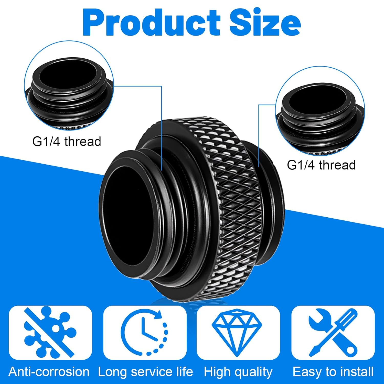 4 Pack G1/4" 5Mm Male to Male Connector, Elbow Water Cooling Fittings, G1/4 Males to Males Extender Fitting, G 1/4 Water Cooling with Sealed O-Ring for Computer Accessories image number 6