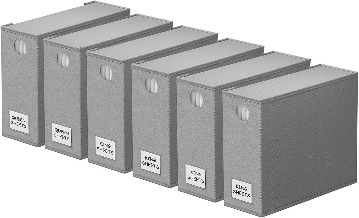 Spaceaid 6 Pack Bed Sheet Organizers and Storage, Foldable Sheet Organizer for Linen Closet, Sheets Set Folder Keeper with Window XL (Queen & King Size) Organizing Bedding Container, White