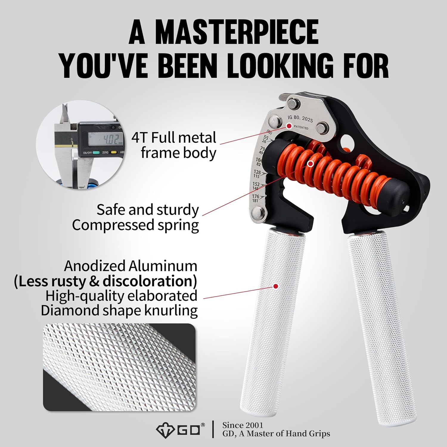 GD Iron Grip Hand Grip Strengthener (Adjustable Hand Grips for Strength Training) Wrist and Forearm Workout Grip Strength Trainer image number 1