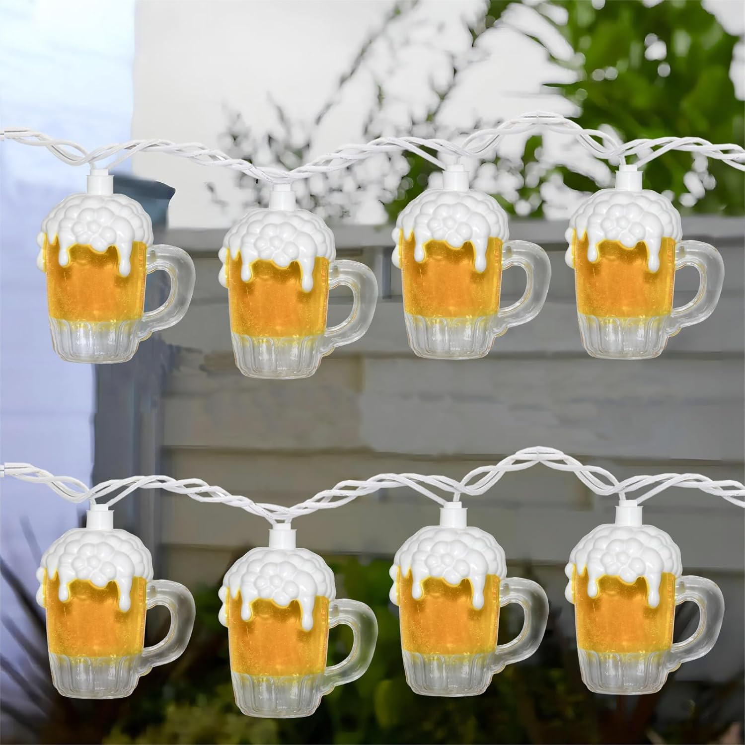 Egcol Beer String Lights Outdoor, 10 Beer Cups Patio Fairy Lights, 8.5Ft 3D Beer Mug Holiday Lights for St. Patrick'S Home Party Decoration image number 6