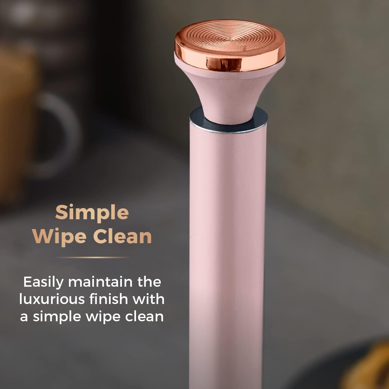 Tower T826133PNK Cavaletto Towel Pole Kitchen Roll Holder with Soft Underliner, Marshmallow Pink and Rose Gold - Midnight Blue image number 4