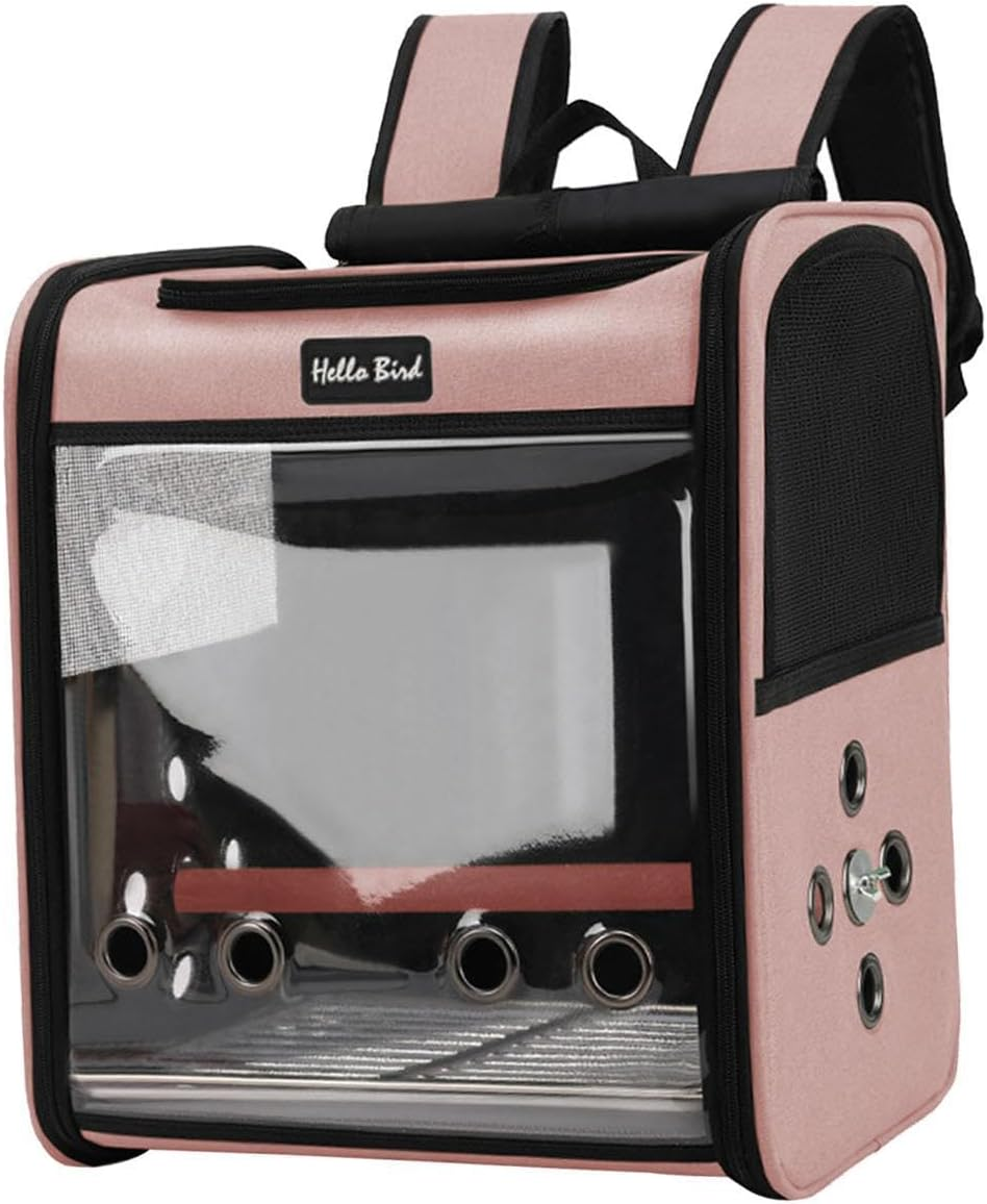 Bird Carrier Bag for Cockatiel,Backpack with Stand, Portable Vet Visit Bag,Easy Cleaning,Bird Travel Backpack,Pet Travel Cage, Pink (Pink) image number 6