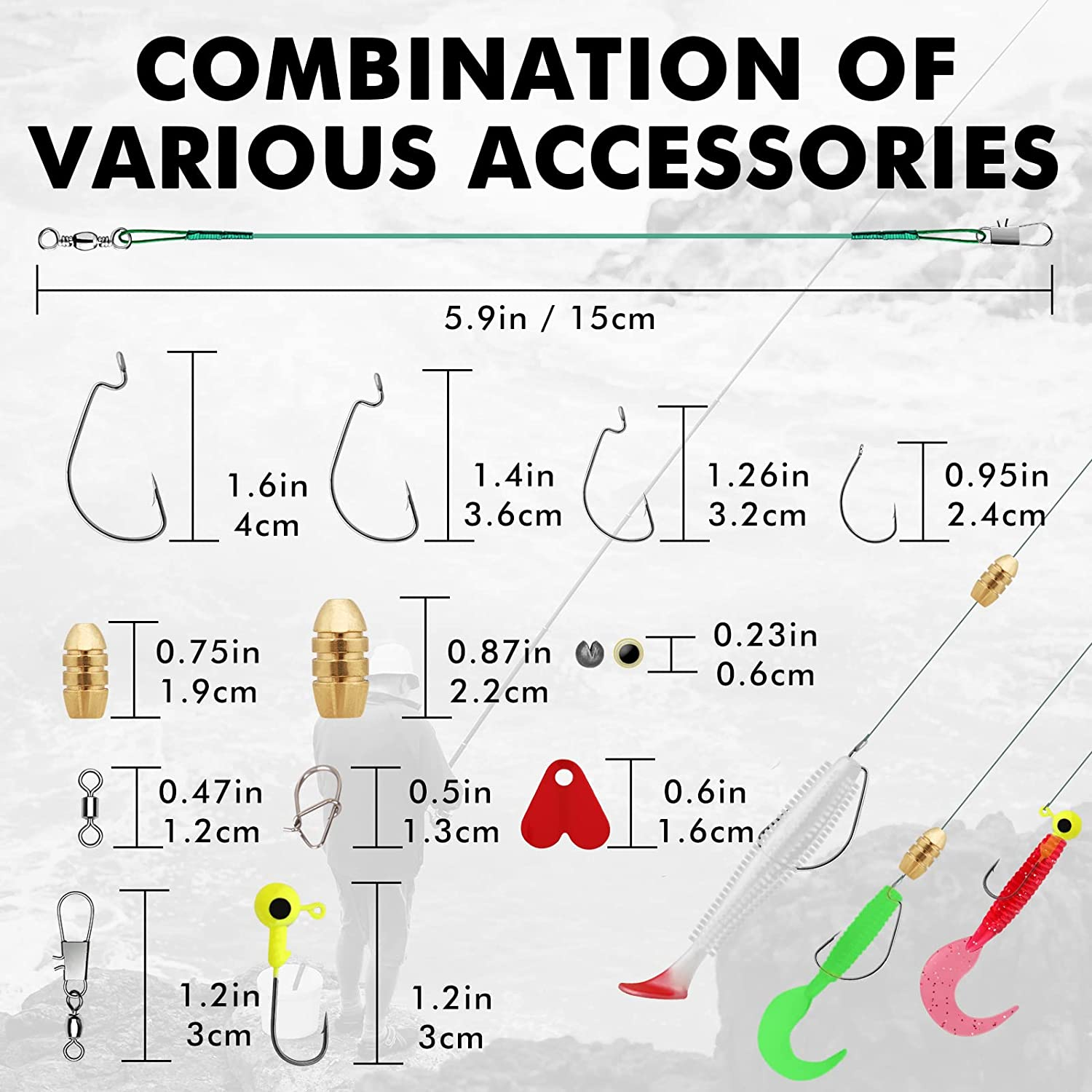 TRUSCEND Widely Used Fishing Bait Rigs Worth Ever Penny, Selected Fishing Lures & Tackle Kit for Starter Freshwater Fishing, Economic/Giftable/Premium Fishing Gear Set Available, Perfect Fishing Gifts - A-110Pcs Economic Kit image number 5