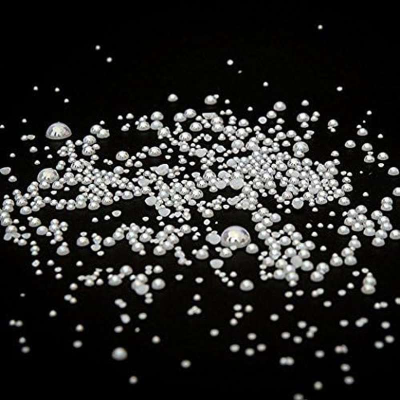 Approx 5600Pcs Assorted 7 Sizes Half round Flatback Pearl Beads DIY Craft Shoes Phone Nail Art Making Plastic Box (AB White)