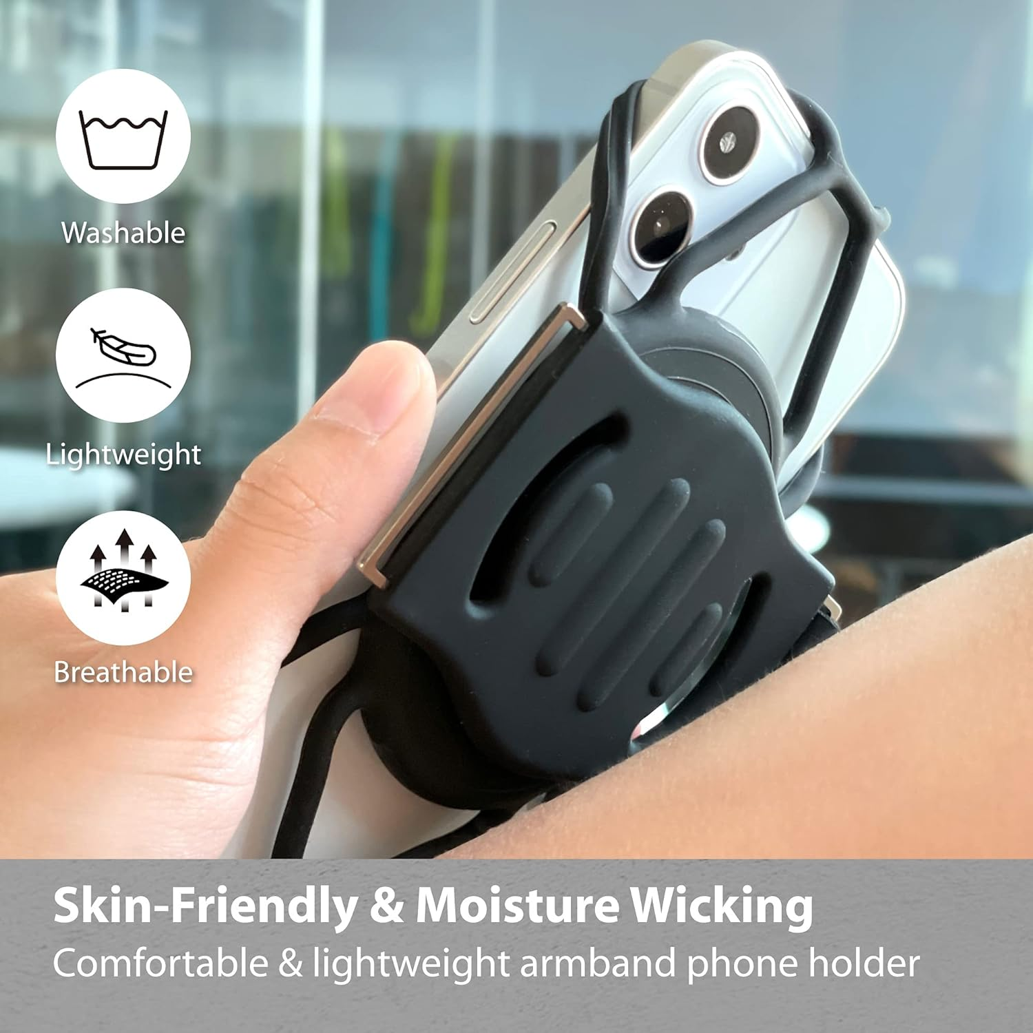 Bone Run Tie Connect Kit, Running Phone Holder Detachable 360&deg; Rotation Armband for Workout for Iphone 15 14 13 12 11 plus Pro Max Samsung, Phone Size 4.7-7.2" (Phone Holder & 3 Arm Straps Included) image number 4