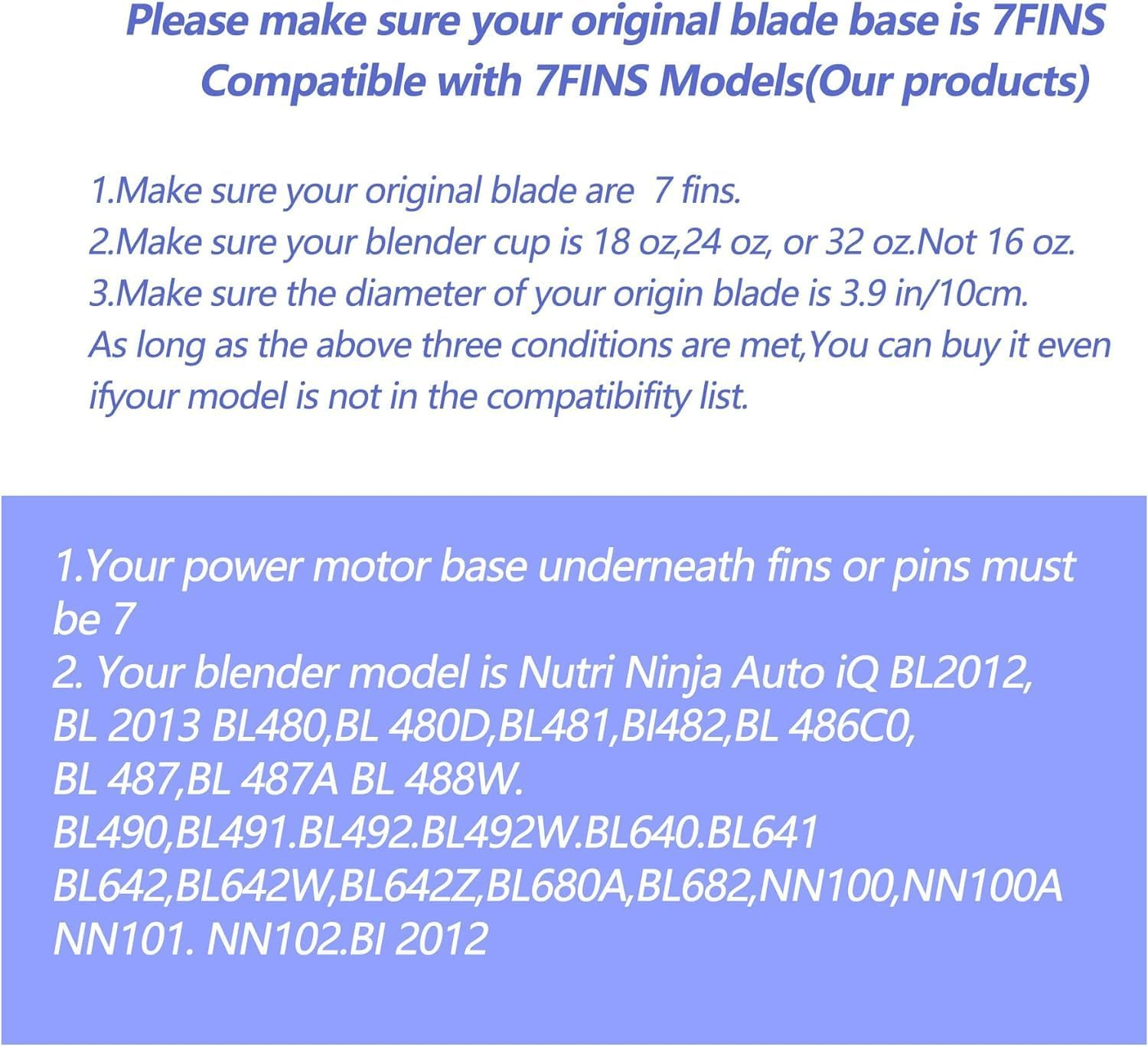 Blender 7 Fin Extractor Blade Assembly with Rubber Gasket Compatible with Nurti Ninja Blender Automatic Iq BL480 BL482 BL642 BL682 NN102