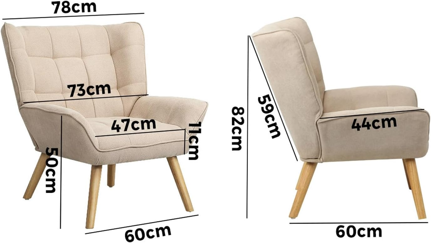 Oikiture Armchair with Fabric Metail Home Lounge Accent Chair Beige image number 6