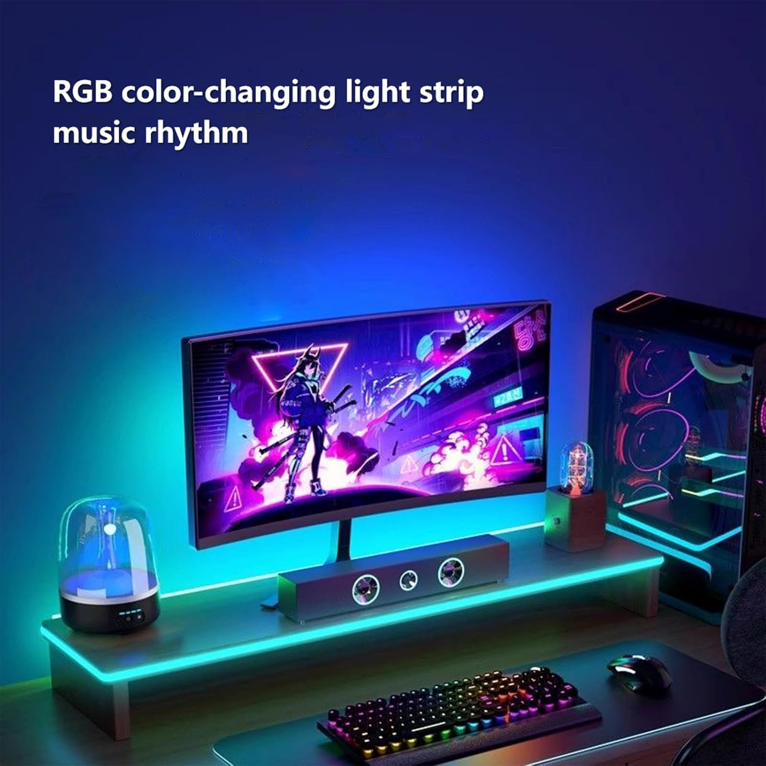 Dcaiccee Computer Monitor Backlight LED Light Bar/Rgb Is Synchronized with Screen Colors and Music.Use for Indoor Games Movies Music Etc,Usb Powered,Software/Key Can Switch the Light Mode（27Inch） image number 2