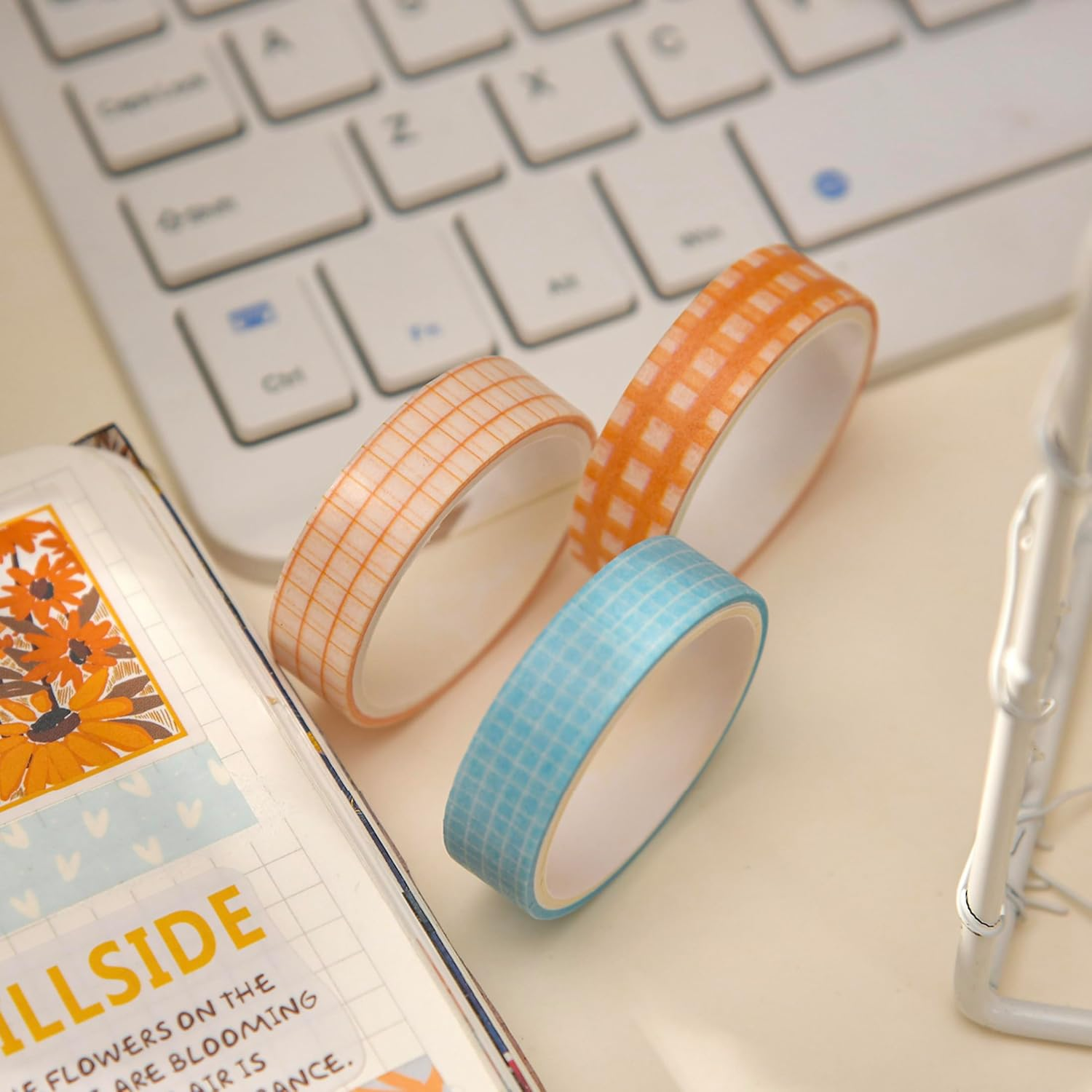 Songdao 20 Rolls Basic Washi Tape Set Japanese Arts Adhesive Tapes Simple Patterns Decorative Masking Tape Sets for Craft, Kids, Scrapbook, DIY, Gift Wrapping (Style One) image number 3