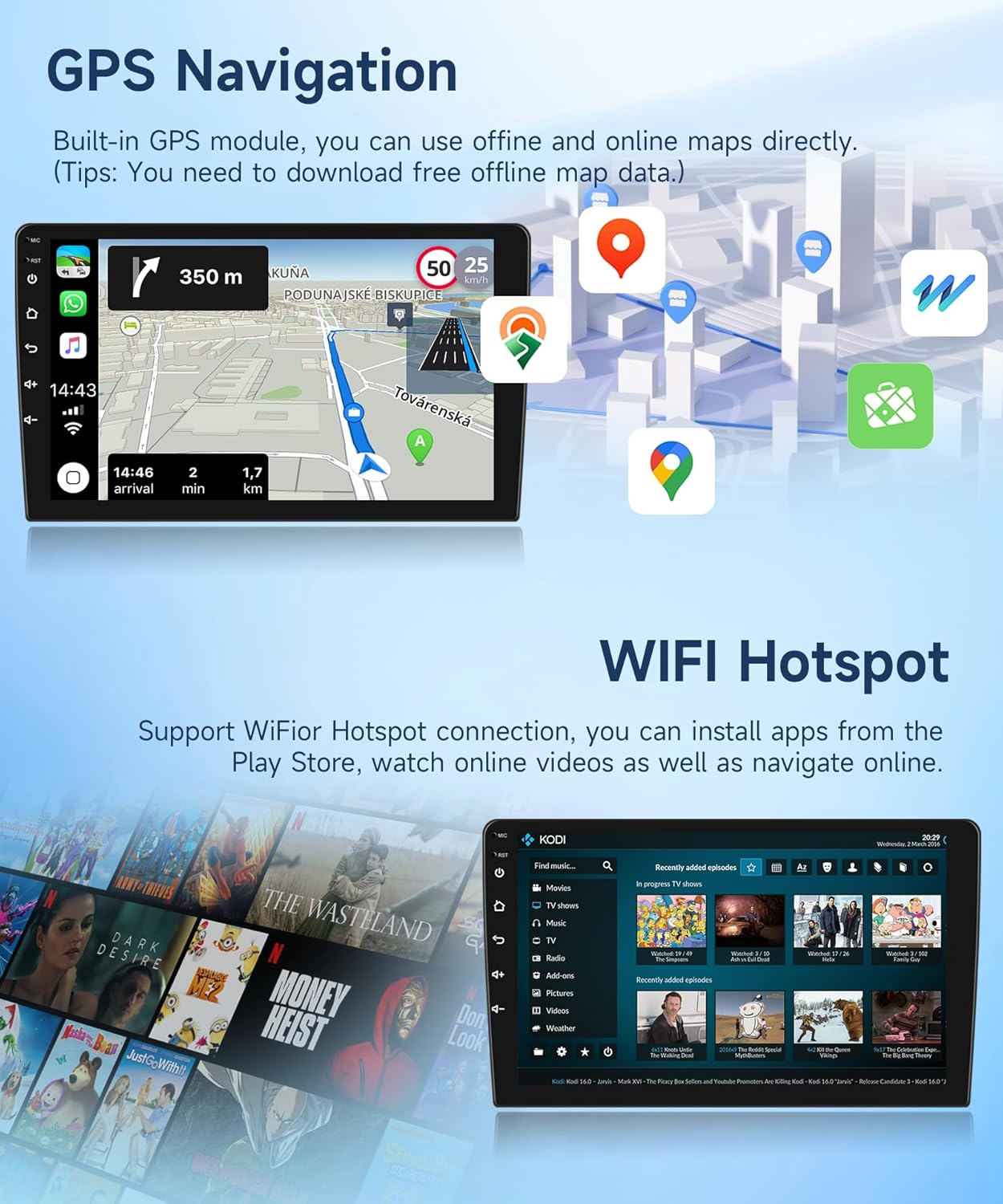 Rimoody Android Car Stereo for Toyota RAV4 2001-2006 with Apple Carplay, 9 Inch Touch Screen Car Radio with GPS Navigation Bluetooth FM Hifi Wifi Android Auto + AHD Backup Camera image number 5