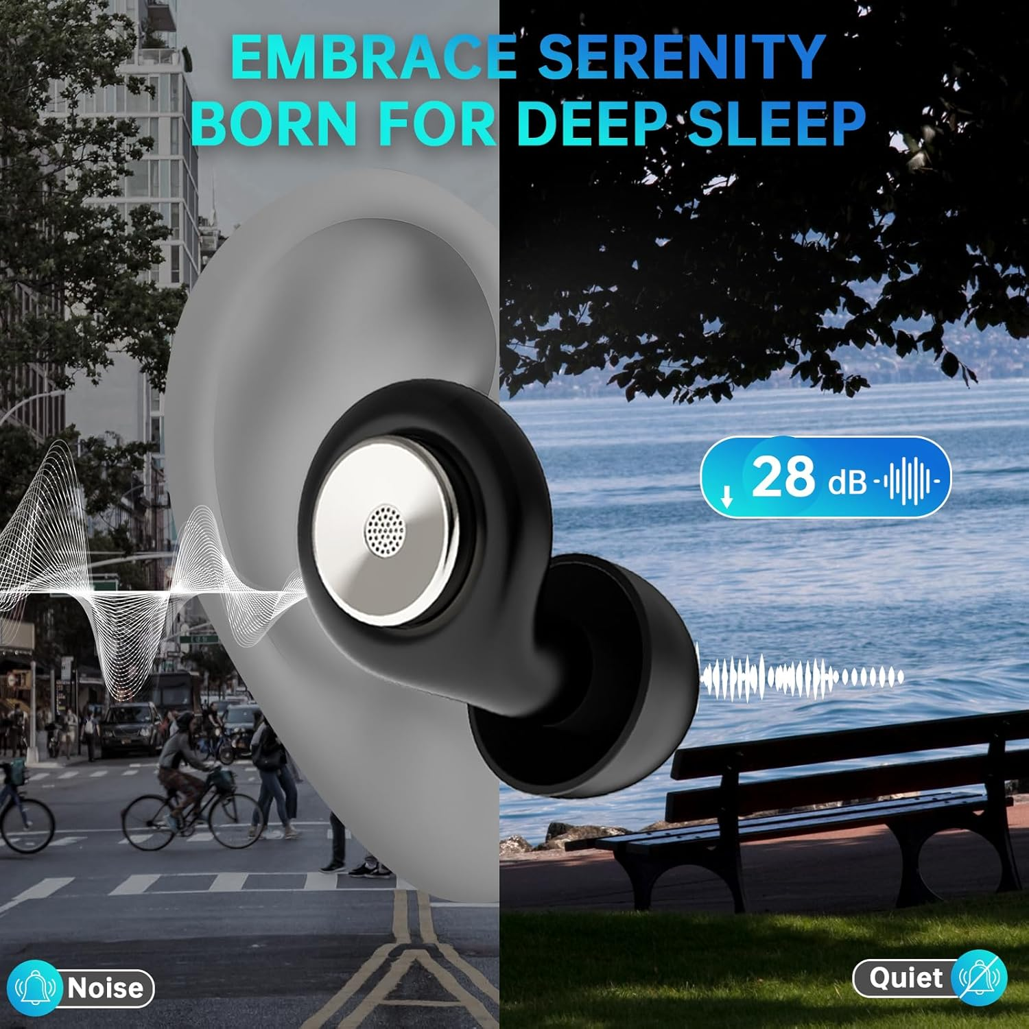 Eosxrp Silicone Ear Plugs for Sleeping 4 Pair Reusable Gel Earplugs for Swimming with High Noise Cancelling for Traveling Concerts Shooting Construction Studying Work, 4 Sizes, 28Db SNR, Sleek Black image number 3