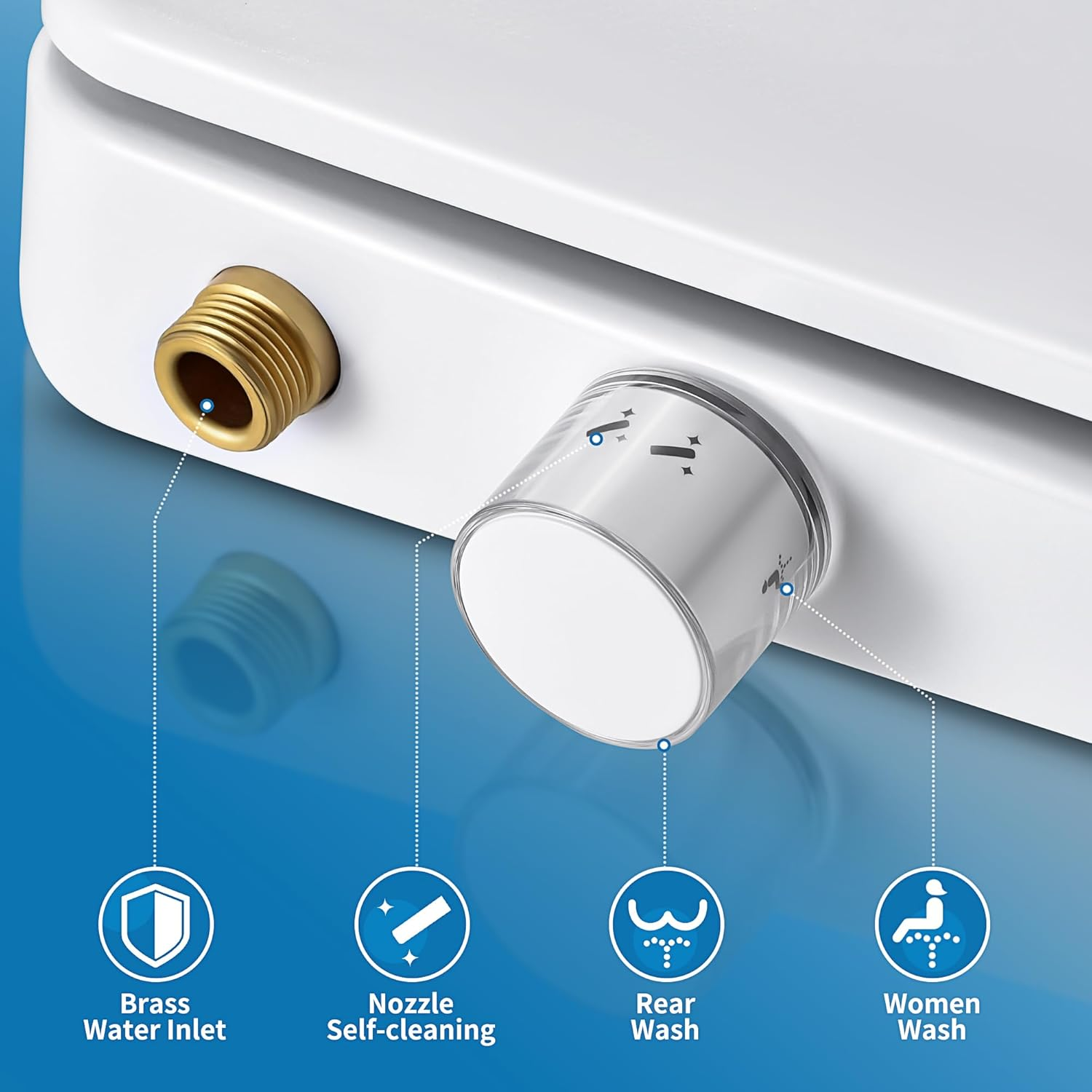 SAMODRA Bidet Toilet Seat, Non-Electric Toilet Seat Cover with Rear and Feminine Cleaning, Toilet Attachment Bidet, Toilet Seat O Shape with Soft-Closing Cover (O Shape) image number 2