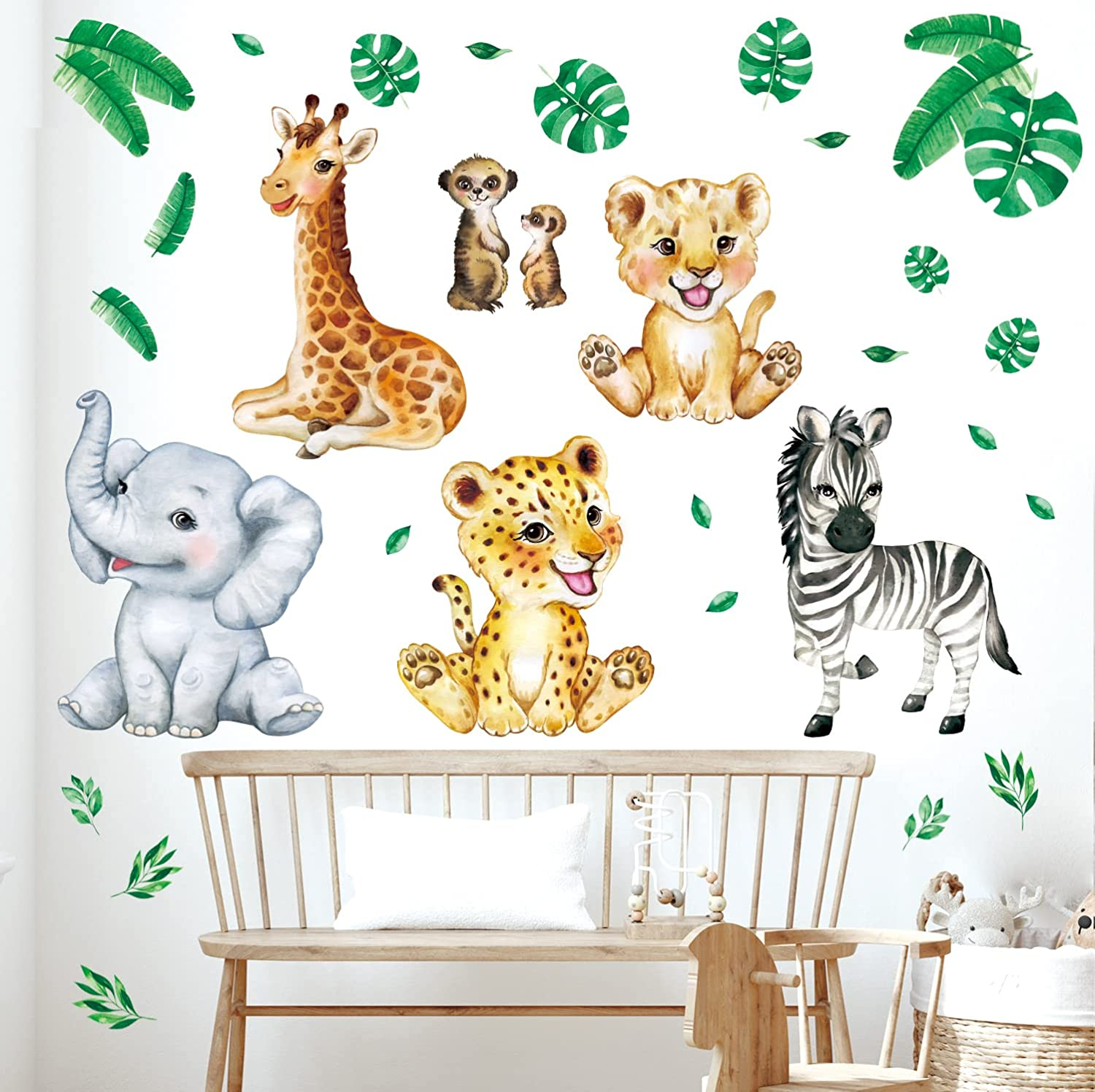 DECOWALL DSL-8067 Baby Jungle Animals Wall Stickers Decals Kids Nursery D&eacute;cor Baby Safari Boys Room Art Wallpaper Girl Decorations Elephant Lion Playroom Giraffe Bedroom Gift - Baby Jungle image number 6