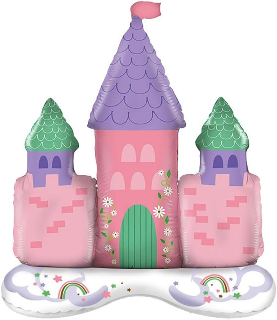 24Pcs Princess Castle Standing Foil Balloon Rainbow Cloud Smile Balloon for Girl Birthday Party Decoration Princess Foil Balloon image number 1