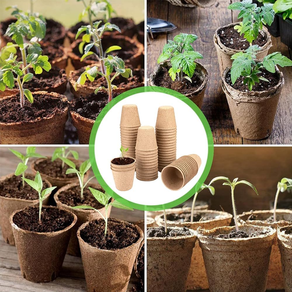 100 Pcs 8CM Seed Starter Pots, Organic Planting Peat Pots for Garden Seedling, Eco-Friendly and Biodegradable Seedling Pots for Seed Germination image number 3