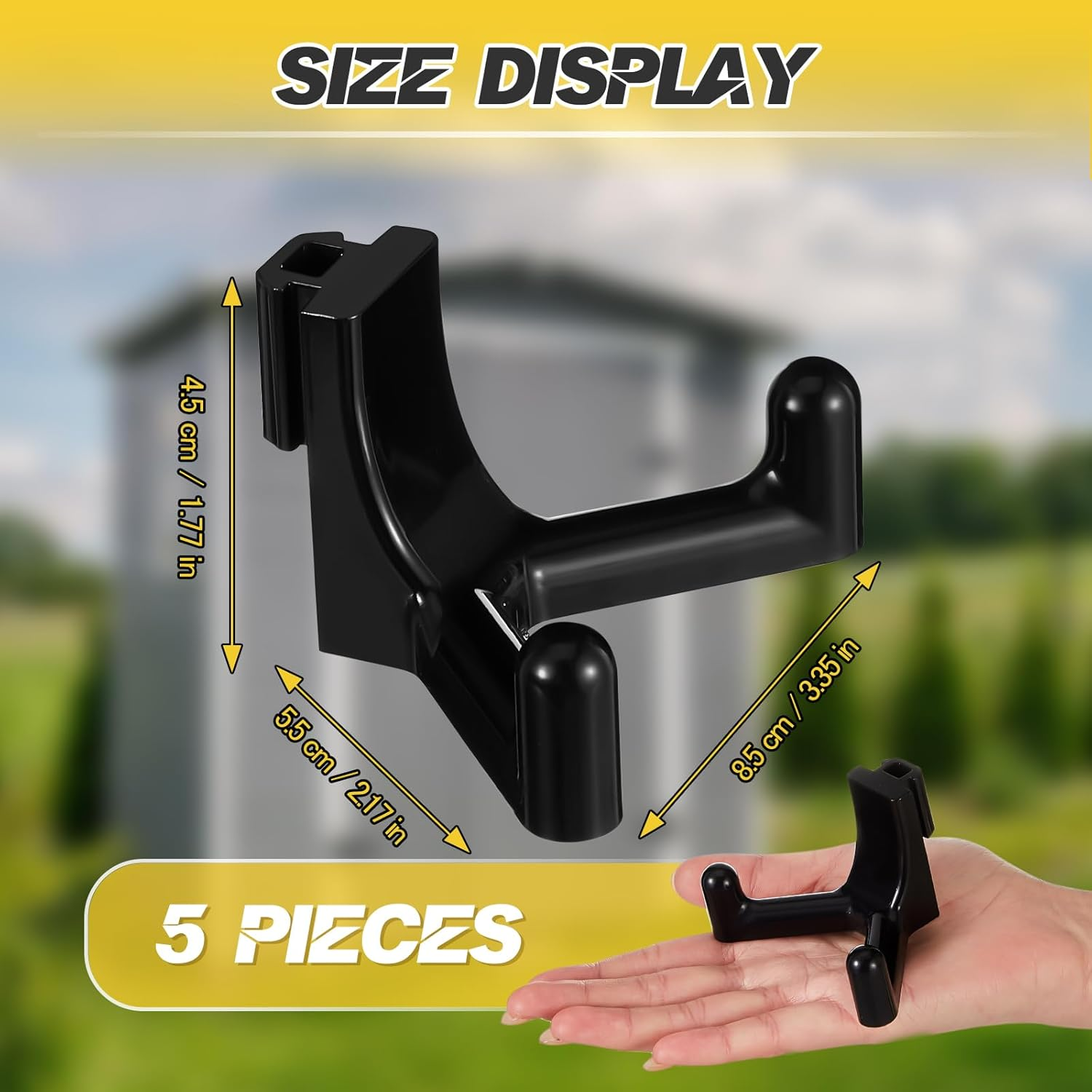 5 Pcs Plastic ABS Tool Hooks Compatible with Lifetime Shed 60305 60118 60127 60138 60141 Etc Not Work on Any Sheds with Horizontal Siding (Black) image number 2